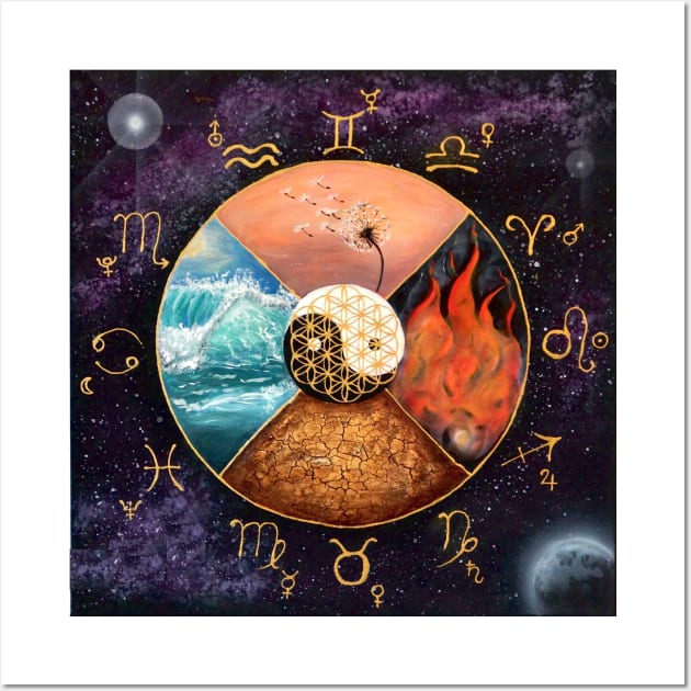 Sacred geometry - four elements of zodiac Wall Art by monchie